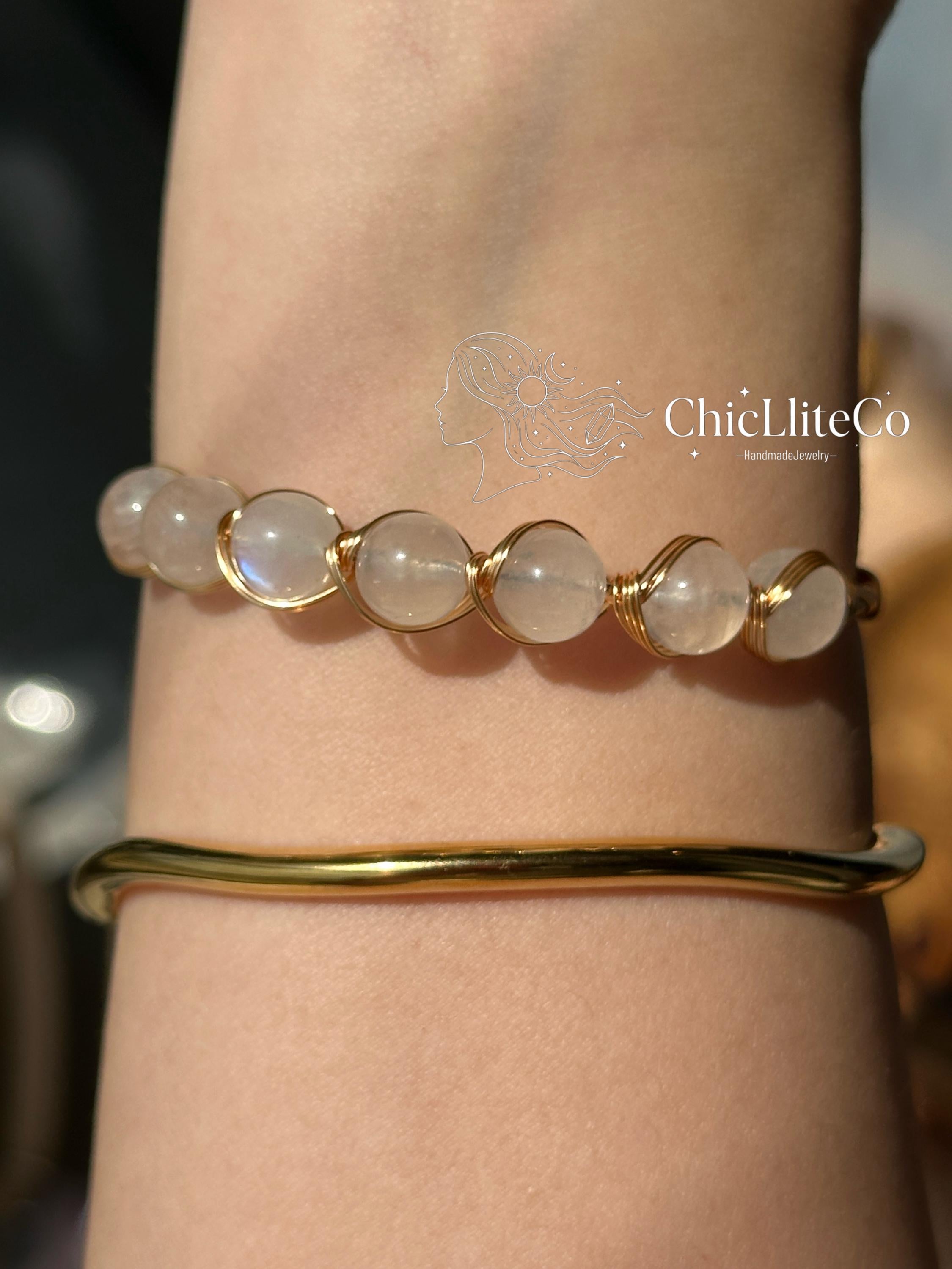 50%OFF Buy2！2 Styles!Minimalist Stacking Open Bangle- Stainless Steel 18K Gold Plated Wave -Hypoallergenic & Waterproof Surf Bracele